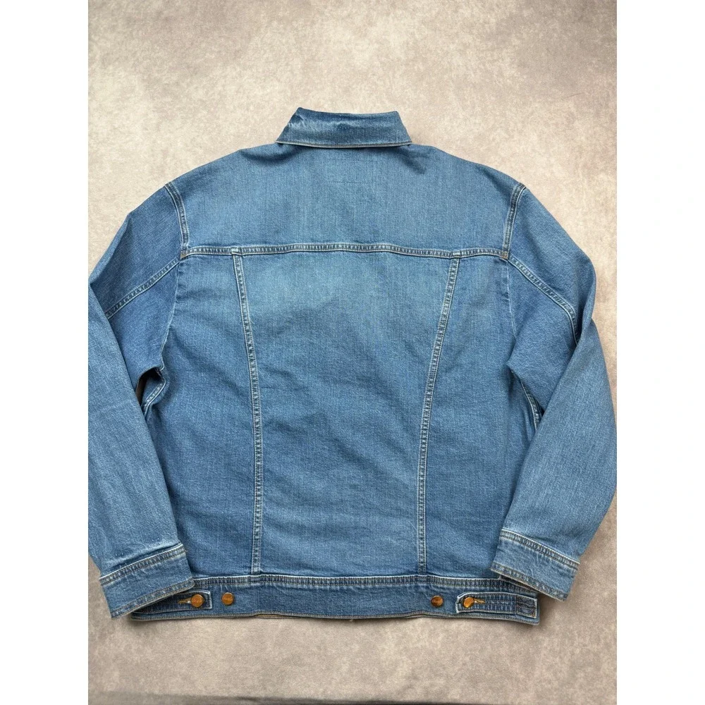 Wrangler Slow Horses Embroidered Denim Blue Trucker Jacket Medium Wash Mens L